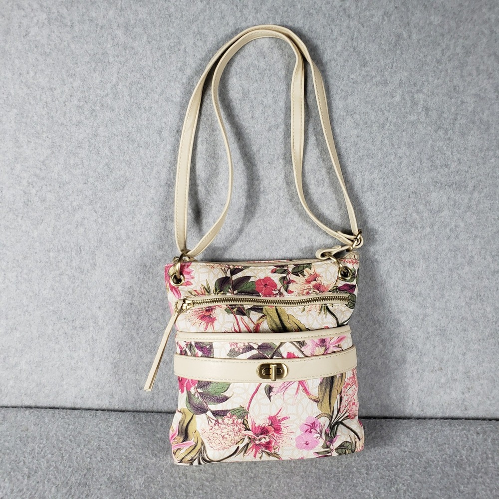 Rosetti Floral Crossbody Bag Organizer Cream Pink Botanical Cottagecore EUC